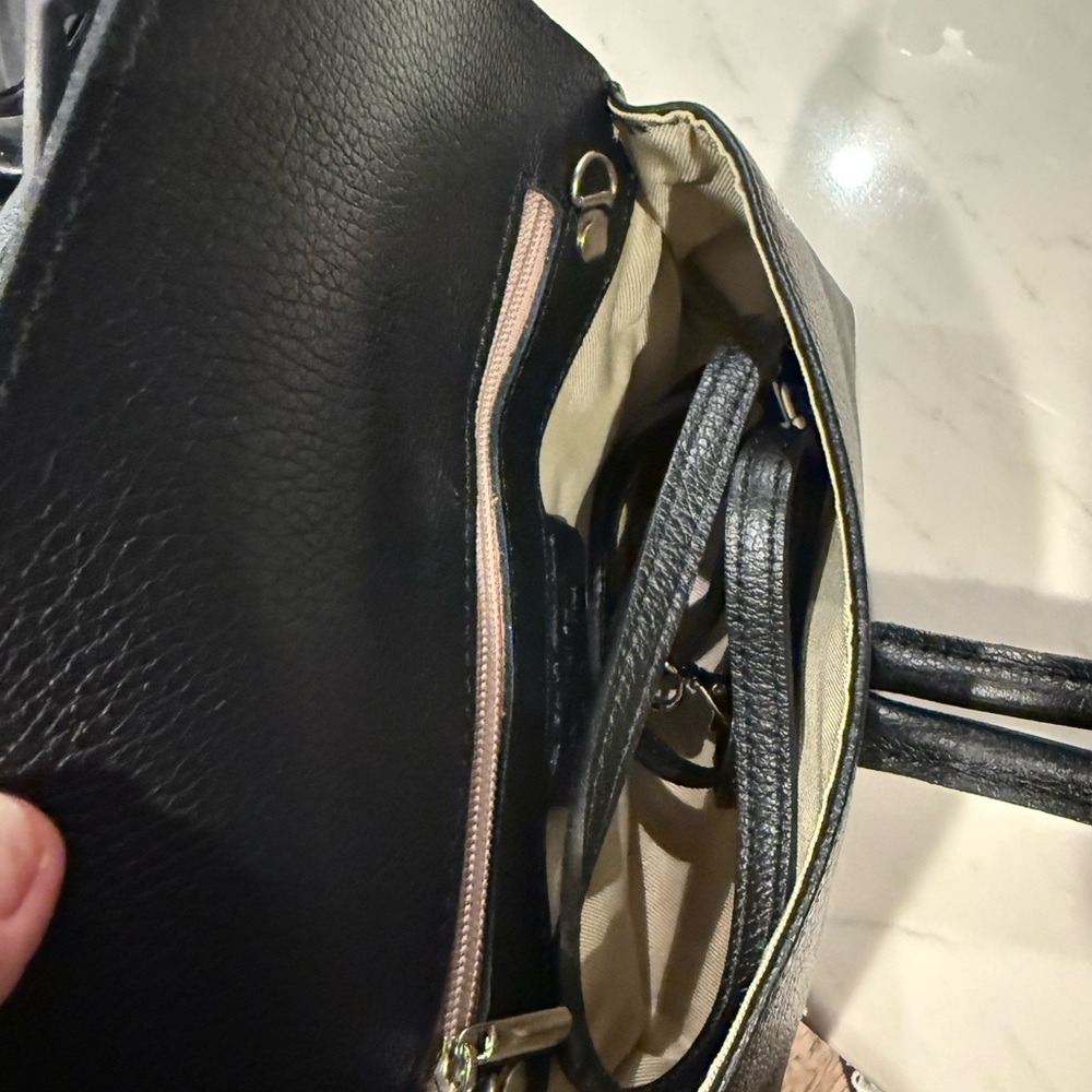 🌺Black Italian Leather Handbag from Rome Italy🌺🌺 - Picture 6 of 12